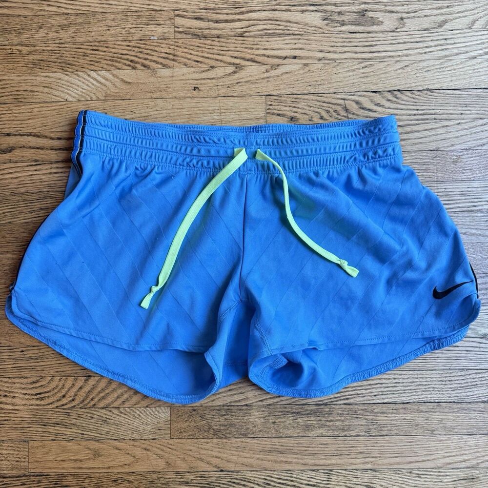 Nike Dri Fit Running Shorts Womens Size Large Blue Elastic Waist Train Workout